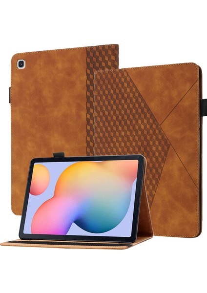 Eşkenar Dörtgen Deri Kart Yuvaları Samsung Galaxy Tab S6 Lite (2020) P615 P610 (2022 2024) Tablet Kılıfı (Yurt Dışından)