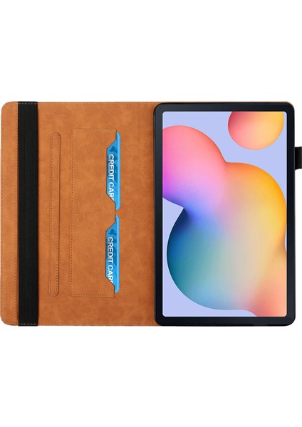 Eşkenar Dörtgen Deri Kart Yuvaları Samsung Galaxy Tab S6 Lite (2020) P615 P610 (2022 2024) Tablet Kılıfı (Yurt Dışından)