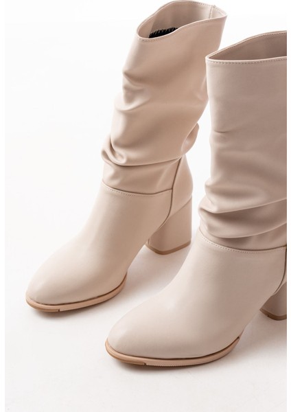 Bej Topuklu Körüklü Günlük Kadın Kadın Bot fırsatları