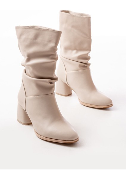 Bej Topuklu Körüklü Günlük Kadın Kadın Bot indirimleri