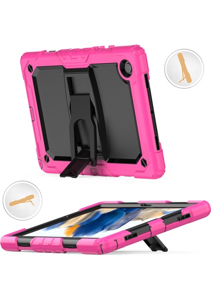 Samsung Galaxy Tab A8 10.5 (2021 2022) Kick Stand Kalınlaştırılmış Pc Silikon Düşmeye Dayanıklı Omuz Askılı Tablet Kılıfı (Yurt Dışından)