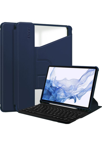 Samsung Galaxy Tab S9 Pu Deri Tpu Döner Standlı Çıkarılabilir Klavyeli Akıllı Tablet Kılıfı (Yurt Dışından)