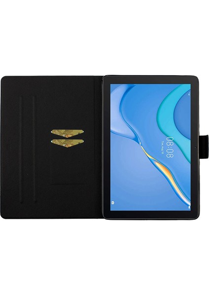 Samsung Galaxy Tab A9 Pu Deri Standı Çiçek Yaprak Tablet Kılıfı (Yurt Dışından)