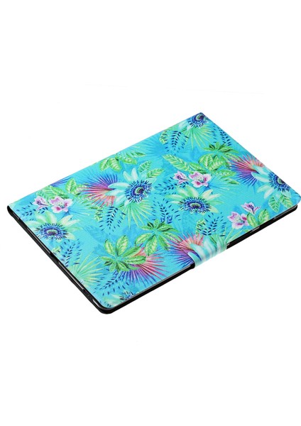 Desen Baskı Kartı Yuvaları Çevirme Deri Samsung Galaxy Tab S5E SM T720 T725 FLOWERS Tablet Kılıfı (Yurt Dışından)