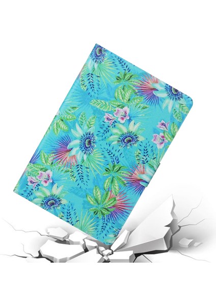 Desen Baskı Kartı Yuvaları Çevirme Deri Samsung Galaxy Tab S5E SM T720 T725 FLOWERS Tablet Kılıfı (Yurt Dışından)