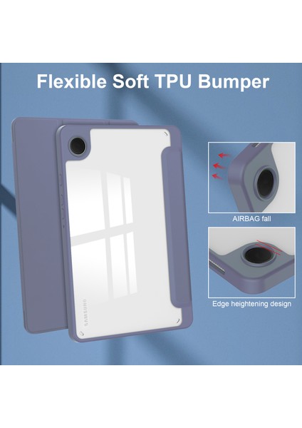 Samsung Galaxy Tab A9 Pu Tpu Akrilik Şeffaf Arka Kalem Yuvası Tablet Kılıfı (Yurt Dışından)