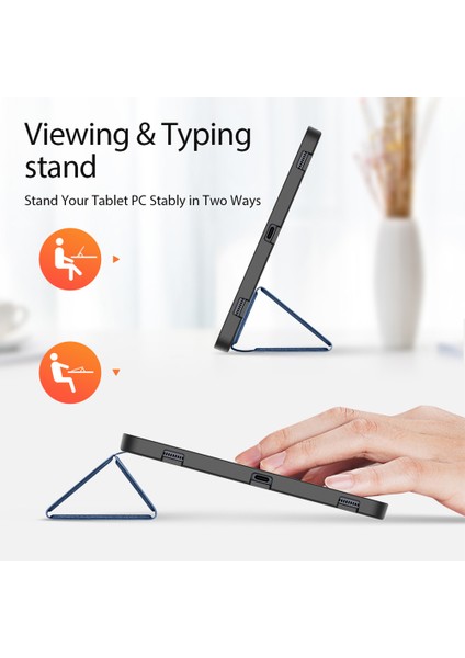 Samsung Galaxy Tab S7 tab S8 Pu Deri Üç Katlı Stand Otomatik Uyku uyandırma Tam Vücut Koruyucu Kalem Tutucu Flip Case Tablet Kılıfı (Yurt Dışından)