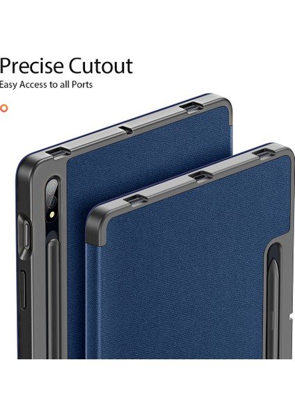 Samsung Galaxy Tab S7 tab S8 Pu Deri Üç Katlı Stand Otomatik Uyku uyandırma Tam Vücut Koruyucu Kalem Tutucu Flip Case Tablet Kılıfı (Yurt Dışından)