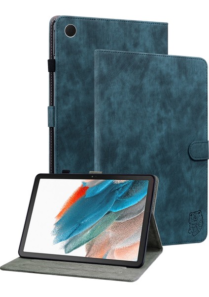 Samsung Galaxy Tab A9 Sevimli Kaplan Baskılı Pu Deri Kart Tutucu Standı Tablet Kılıfı (Yurt Dışından)