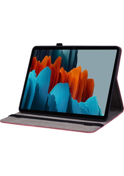 Deri Samsung Galaxy Tab S7 s8 Kart Yuvaları Standı Baskılı Tablet Kılıfı (Yurt Dışından)