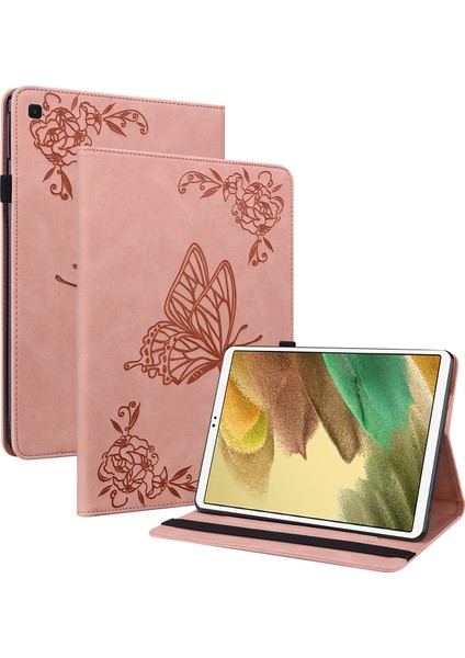 Baskılı Çiçek Pu Deri Kart Yuvaları Samsung Galaxy Tab A7 Lite Elastik Bantlı Çok Açılı Stand 8 7 Inç Tablet Kılıfı (Yurt Dışından)