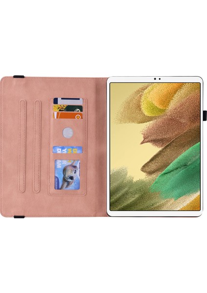 Baskılı Çiçek Pu Deri Kart Yuvaları Samsung Galaxy Tab A7 Lite Elastik Bantlı Çok Açılı Stand 8 7 Inç Tablet Kılıfı (Yurt Dışından)