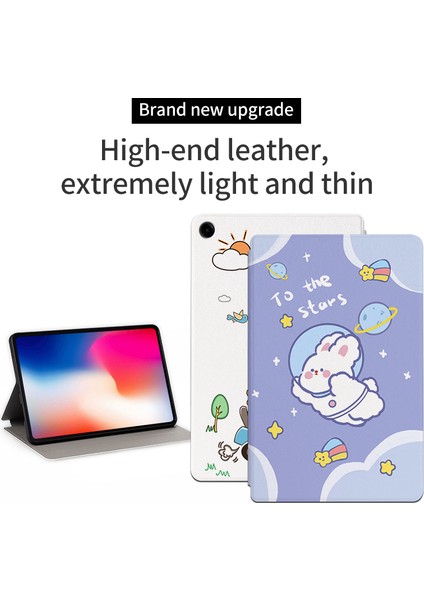 Samsung Galaxy Tab A9 Karikatür Desen Pu Deri Akıllı Yürüyen Dinozor Tablet Kılıfı (Yurt Dışından)