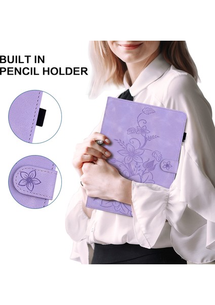 Samsung Galaxy Tab S9 tab S7 tab S8 Pu Deri Tpu Zambak Çiçeği Standı Tablet Kılıfı (Yurt Dışından)