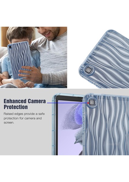 Samsung Galaxy Tab A7 Lite 8.7 Inç T225 T220 Şeffaf Tpu Su Dalgalanma Doku Kaymaz Tablet Kılıfı (Yurt Dışından)