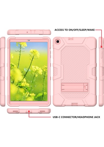 Samsung Galaxy Tab A 10.1 (2019) Pc Tpu Silikon Kontrast mlı Kaydırmalı Ayaklık Tablet Kılıfı (Yurt Dışından)