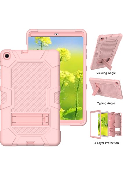 Samsung Galaxy Tab A 10.1 (2019) Pc Tpu Silikon Kontrast mlı Kaydırmalı Ayaklık Tablet Kılıfı (Yurt Dışından)