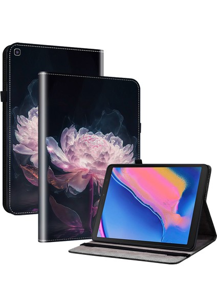 Samsung Galaxy Tab A 8.0 (2019) SM T290 (WI FI) SM T295 (LTE) SM T297 Desen Baskı Flip Kart Tutucu Şakayık Tablet Kılıfı (Yurt Dışından)
