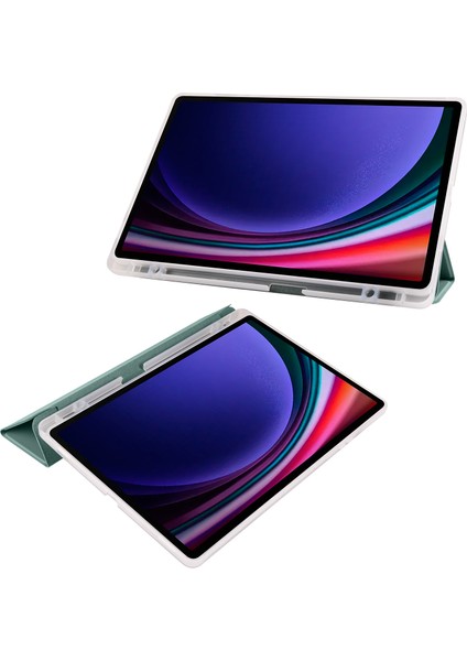 Samsung Galaxy Tab S9 Üç Katlı Stand Kalem Yuvası Gece Yarısı Tablet Kılıfı (Yurt Dışından)