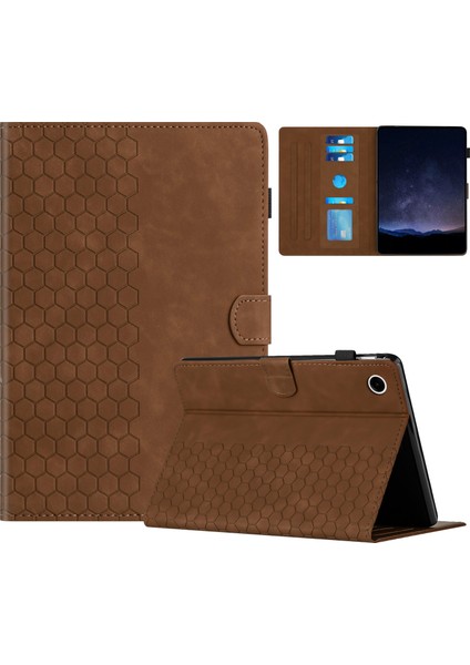 Samsung Galaxy Tab A9 Petek Baskılı Deri Kart Yuvalı Tablet Kılıfı (Yurt Dışından)