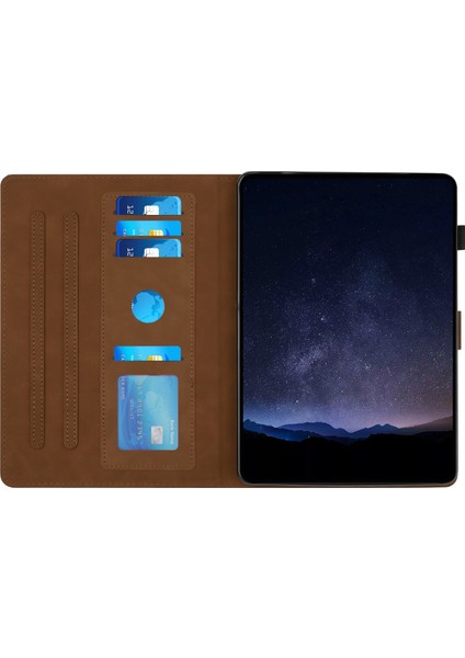 Samsung Galaxy Tab A9 Petek Baskılı Deri Kart Yuvalı Tablet Kılıfı (Yurt Dışından)