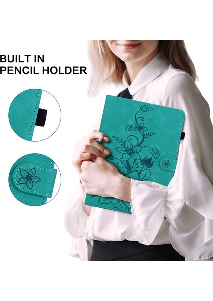 Samsung Galaxy Tab S9 tab S7 tab S8 Pu Deri Tpu Zambak Çiçeği Standı Tablet Kılıfı (Yurt Dışından)