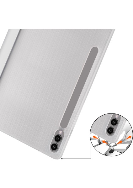 Samsung Galaxy Tab S9 Üç Katlı Stand Kalem Yuvası Tablet Kılıfı (Yurt Dışından)