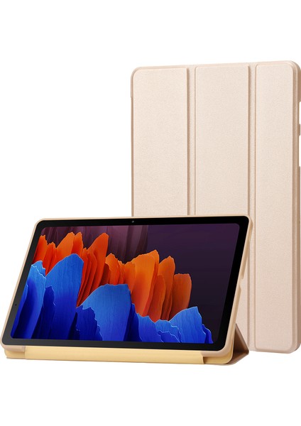 Samsung Galaxy Tab S9 Çizilmez Pu Deri Silikon Üçe Katlanmış Stand Tablet Kılıfı (Yurt Dışından)