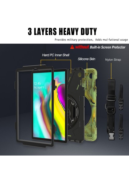X Shape 360 ​​derece Dönebilen Pc Silikon Combo Samsung Galaxy Tab S5E SM T720 ORDU Omuz Askılı Tablet Kılıfı (Yurt Dışından) fiyatları
