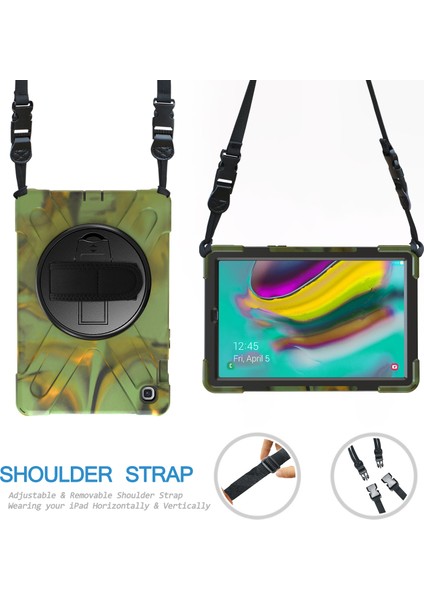 X Shape 360 ​​derece Dönebilen Pc Silikon Combo Samsung Galaxy Tab S5E SM T720 ORDU Omuz Askılı Tablet Kılıfı (Yurt Dışından) modelleri