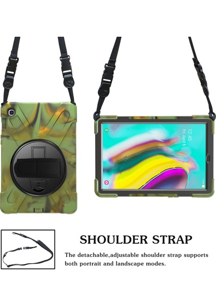 X Shape 360 ​​derece Dönebilen Pc Silikon Combo Samsung Galaxy Tab S5E SM T720 ORDU Omuz Askılı Tablet Kılıfı (Yurt Dışından) fırsatları