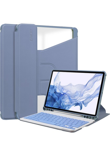 Samsung Galaxy Tab S9 Pu Deri Tpu Döner Standlı Çıkarılabilir Klavyeli Akıllı Tablet Kılıfı (Yurt Dışından)
