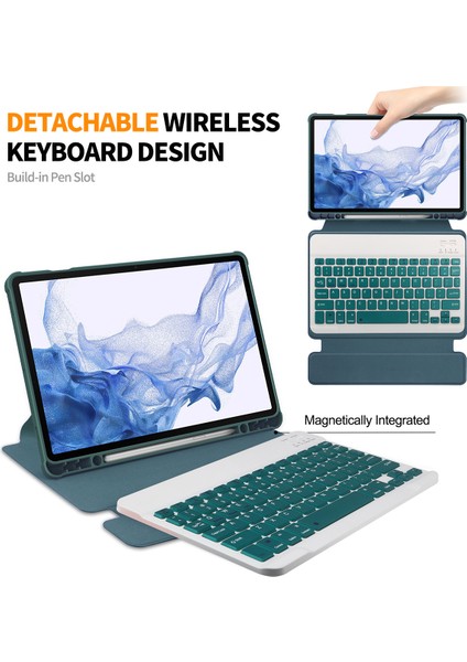 Samsung Galaxy Tab S9 Pu Deri Tpu Döner Standlı Çıkarılabilir Klavyeli Akıllı Tablet Kılıfı (Yurt Dışından) modelleri