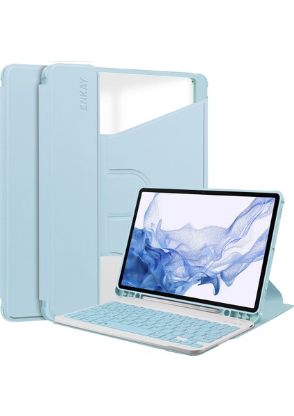 Samsung Galaxy Tab S9 Pu Deri Tpu Döner Standlı Çıkarılabilir Klavyeli Akıllı Tablet Kılıfı (Yurt Dışından)