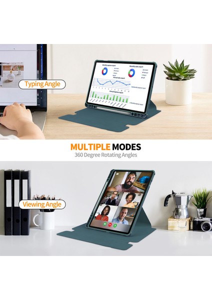 Samsung Galaxy Tab S9 Pu Deri Tpu Döner Standlı Çıkarılabilir Klavyeli Akıllı Tablet Kılıfı (Yurt Dışından)