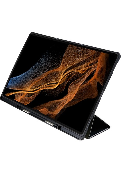 Samsung Galaxy Tab S8 Ultra Üç Katlı Stand Pu Deri Desen Baskı Bana Dokunma Tablet Kılıfı (Yurt Dışından) indirimleri