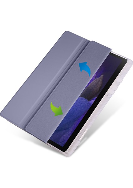 Samsung Galaxy Tab A8 10.5 (2021 2022) Üç Katlı Standlı Pu Deri Otomatik Uyandırma uyku Kalem Yuvası Lavanta u Tablet Kılıfı (Yurt Dışından)