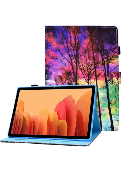 Samsung Galaxy Tab A7 10.4 (2020 2022) T500 T505 Dikiş Desen Baskı Kart Tutucu Standı Orman Tablet Kılıfı (Yurt Dışından)