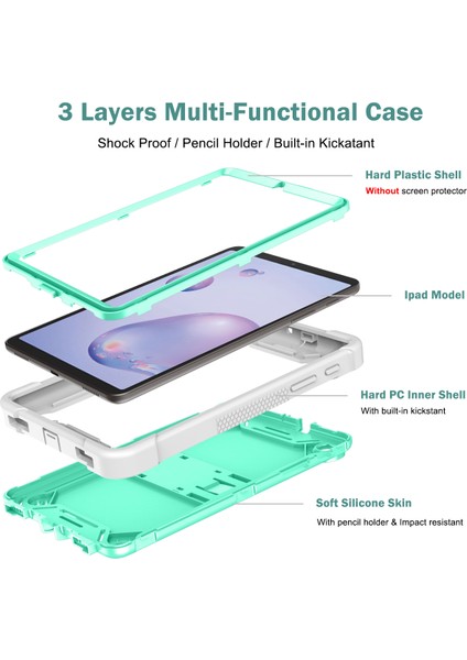 Seashell Digital Samsung Galaxy Tab A7 Lite 8.7 Inç Silikon Pc Sağlam Koruyucu Nane Tablet Kılıfı (Yurt Dışından)