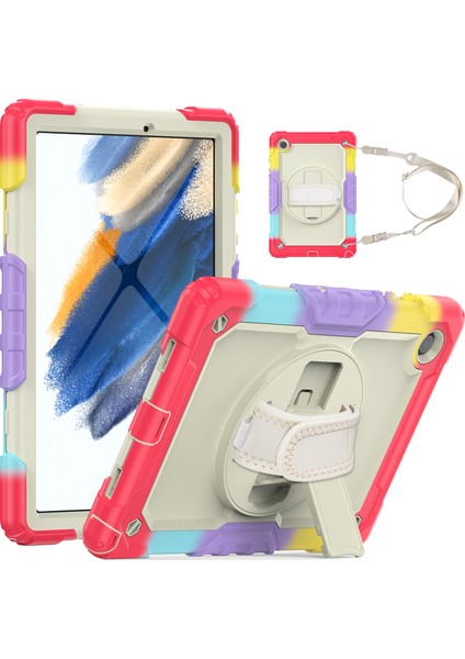 Samsung Galaxy Tab A8 10.5 (2021 2022) Sert Pc Yumuşak Silikon Pet Ekran Koruyucu Döner El Askısı Kamuflaj Tablet Kılıfı (Yurt Dışından)