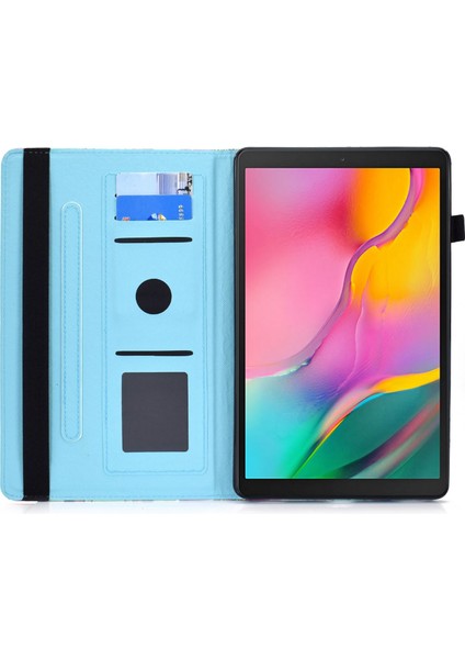 Samsung Galaxy Tab A 10.1 (2019) T510 T515 Desen Baskı Pu Deri Kart Yuvaları Elastik Bantlı Stand Çiçek Tablet Kılıfı (Yurt Dışından)