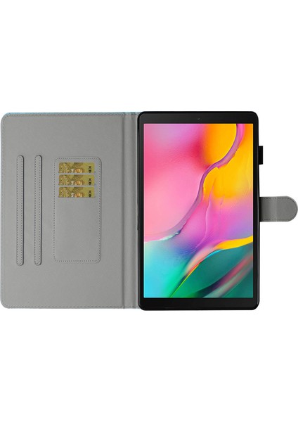 Desen Baskı Kartı Tutucu Standı Tpu Pu Deri Samsung Galaxy Tab A7 10.4 (2020 2022) T500 BUTTERFLY Tablet Kılıfı (Yurt Dışından)