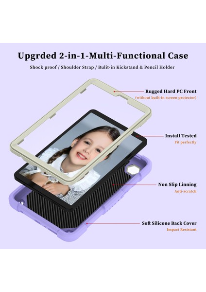 Samsung Galaxy Tab A9 Şekli Silikon Pc Omuz Askılı Koruyucu Bej Tablet Kılıfı (Yurt Dışından) fiyatları