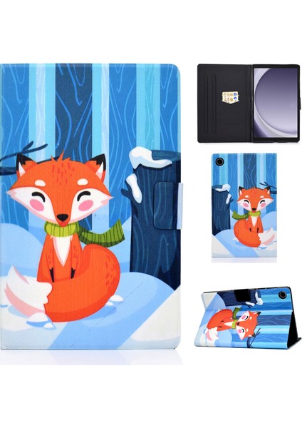 Samsung Galaxy Tab A9 Kart Tutucu Çizilmez Pu Tpu Tilki Tablet Kılıfı (Yurt Dışından)