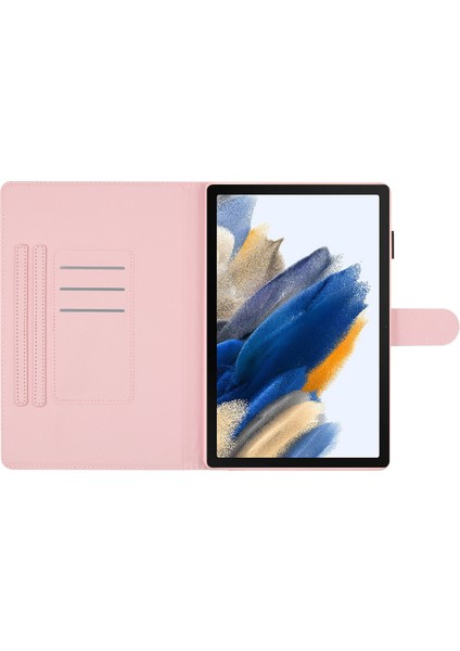 Samsung Galaxy Tab A8 10.5 (2021) X200 X205 Nokta Desenli Pu Deri Standlı Kart Tutucu Beyaz Noktalar Tablet Kılıfı (Yurt Dışından)