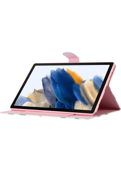 Samsung Galaxy Tab A8 10.5 (2021) X200 X205 Nokta Desenli Pu Deri Standlı Kart Tutucu Beyaz Noktalar Tablet Kılıfı (Yurt Dışından)