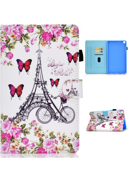 Samsung Galaxy Tab A7 10.4 (2020 2022) T500 EYFEL Kulesi Kart Tutuculu Baskı Derisi Tablet Kılıfı (Yurt Dışından)