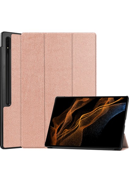 Samsung Galaxy Tab S9 Ultra Pu Deri Üç Katlı Stand Akıllı Tablet Kılıfı (Yurt Dışından)