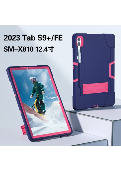 Seashell Digital Samsung Galaxy Tab S9 Kick Stand Çift Silikon Pc Lacivert Tablet Kılıfı (Yurt Dışından)