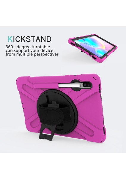 X Shape Pc Tpu El Kayışlı Kombinasyon Samsung Galaxy Tab S6 SM T860 (WI FI) T865 (Lte) Rose Tablet Kılıfı (Yurt Dışından)